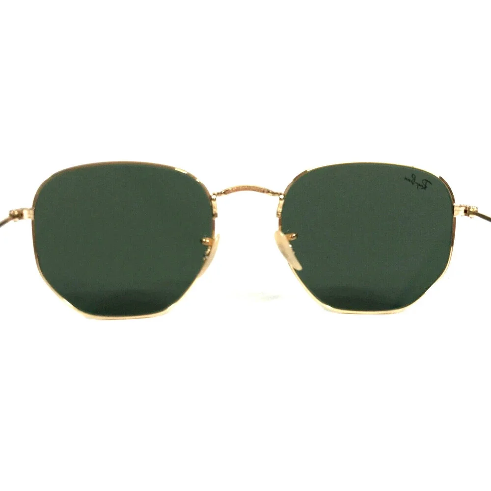 Ray-Ban Sunglasses RB3548-N 001 Polished Gold Hexagonal Frame Green Lenses 54 mm